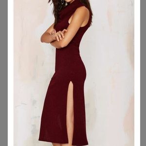 Nasty Gal burgundy cowl-neck dress