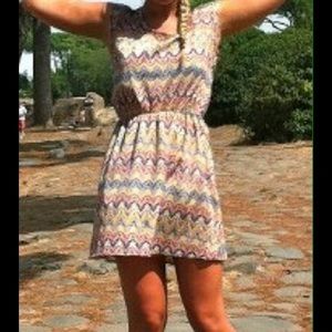 Boho cinched waist dress with scoop back