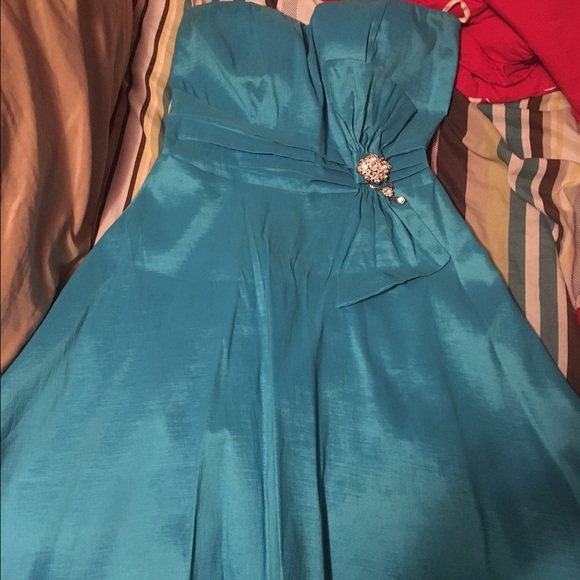 Knee length beautiful aqua marine elegant dress