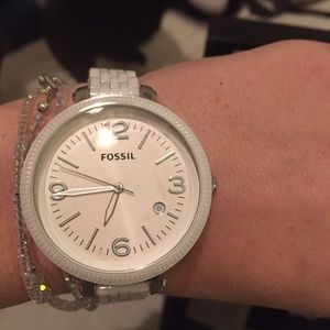 White ceramic fossil watch