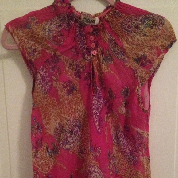Pink Boho flow paisley turtle neck top - Picture 2 of 4