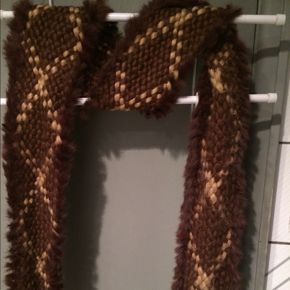 Dressy faux fur woven acrylic scarf