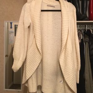Long, cream winter cardigan