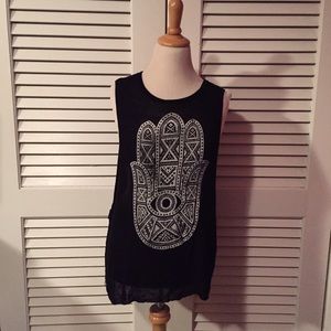 Black Hamsa Hand Muscle Tee