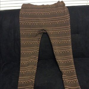 Brown and Black Fleece Aztec Leggings