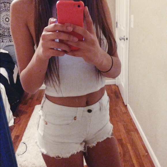 White high rise shorts