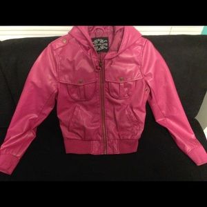 Pink Faux Leather Jacket