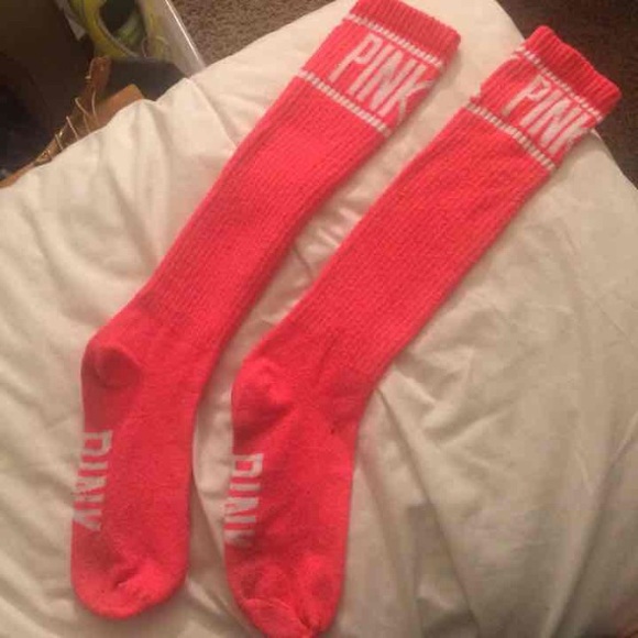 PINK hot pink knee high socks