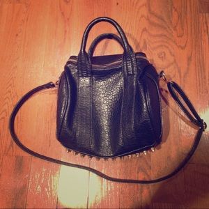 Black faux pebbled leather bag