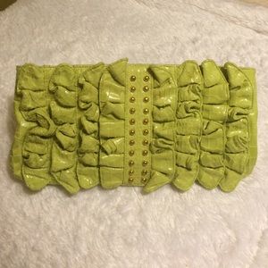 Light green studded clutch