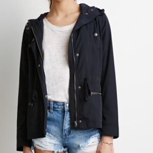Forever 21 Navy Blue Drawstring Utility Jacket