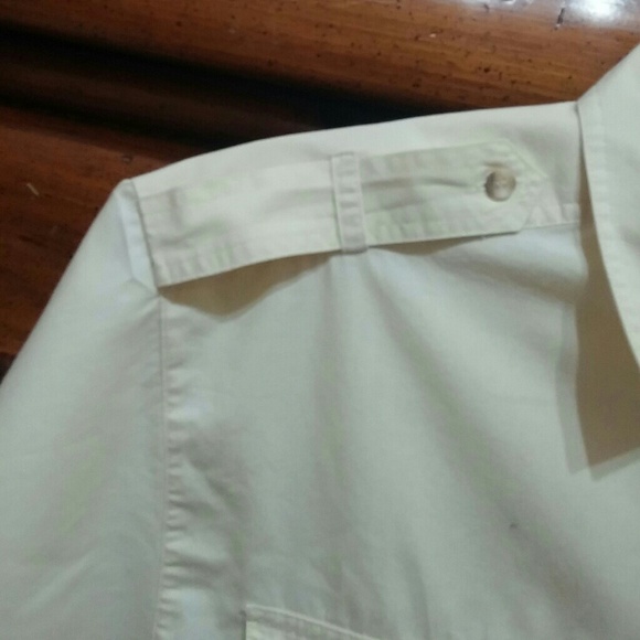 đź’€Creamy Tailored Lapel Button Down Blouse sz 14 - Picture 3 of 4