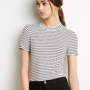 Mock neck stripe shirt