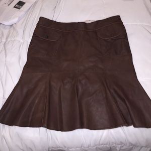 Brown leather skirt