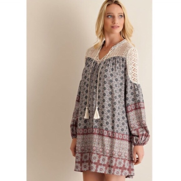 🆕ANNEKE shift dress with lace - MAUVE - Picture 2 of 4