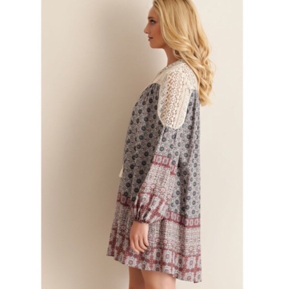 🆕ANNEKE shift dress with lace - MAUVE - Picture 3 of 4