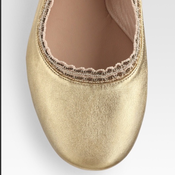 CHLOÉ Rita embellished leather ballet flats | NET-A-PORTER Chloe metallic ballet beaded flats. ✨🌟RARE🌟✨