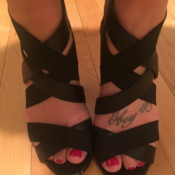 BCBG scrappy wedge sandals