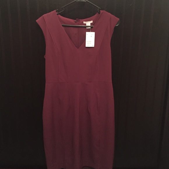 H&M Maroon fitted Knee length dress sz10