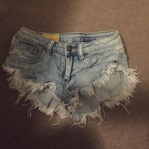 Ripped jean shorts