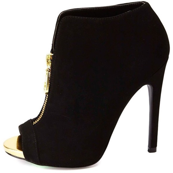 Black suede peep toe heels