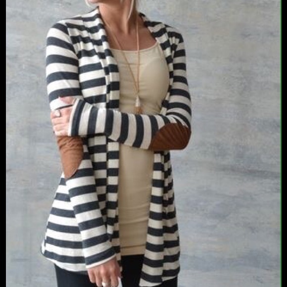 Only 1 left !!! Striped cardigan with brown patch