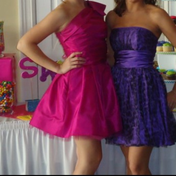 One shoulder pink party dress - Picture 4 of 4