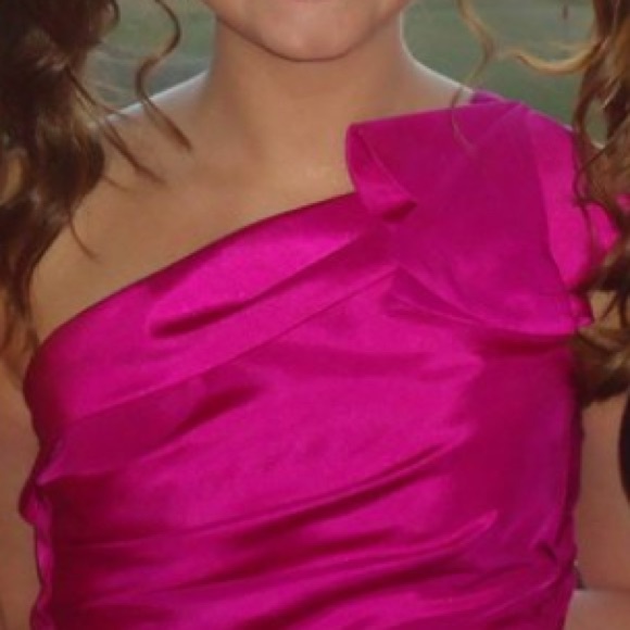 One shoulder pink party dress - Picture 3 of 4