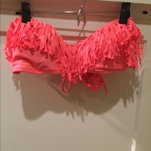 American Eagle bright coral fringe bikini