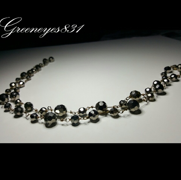 Reflective Silver Beaded Necklace