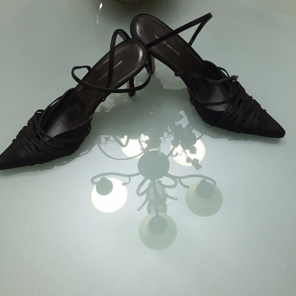 Black satin heels