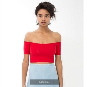 red off the shoulder crop top