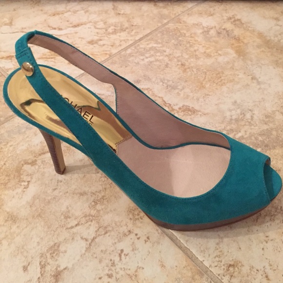 BRAND NEW Michael Kors Turquoise Open-Toe Pumps
