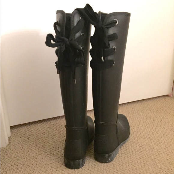coach rain boots black