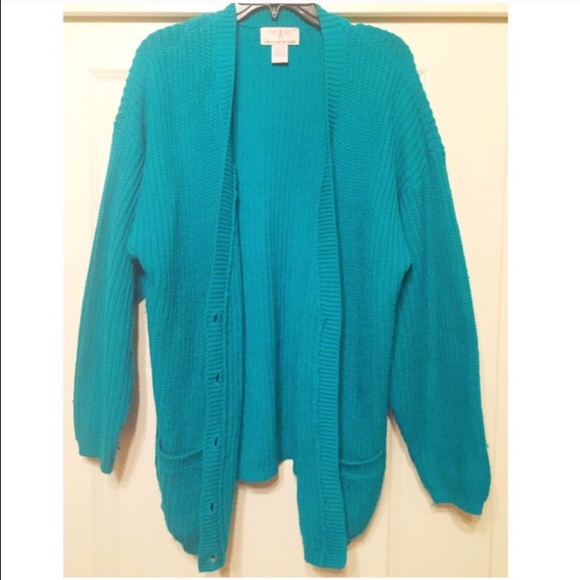 American Weekend Sweaters - Bright teal knit cardigan