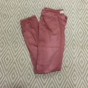 Free People Dusty Red Moto Jeans
