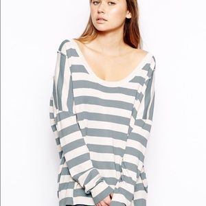 RCVA women's striped sweater.