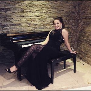 Black lace prom dress