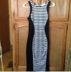 White black stripe pencil dress