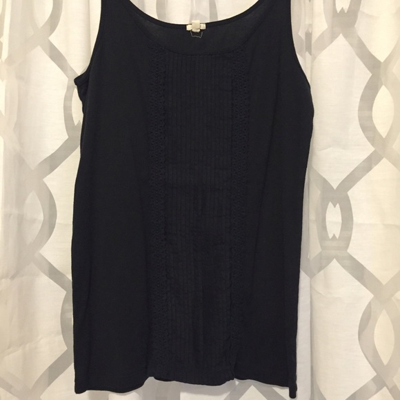 J Crew Black Tank with Ruffle Detail Size XL
