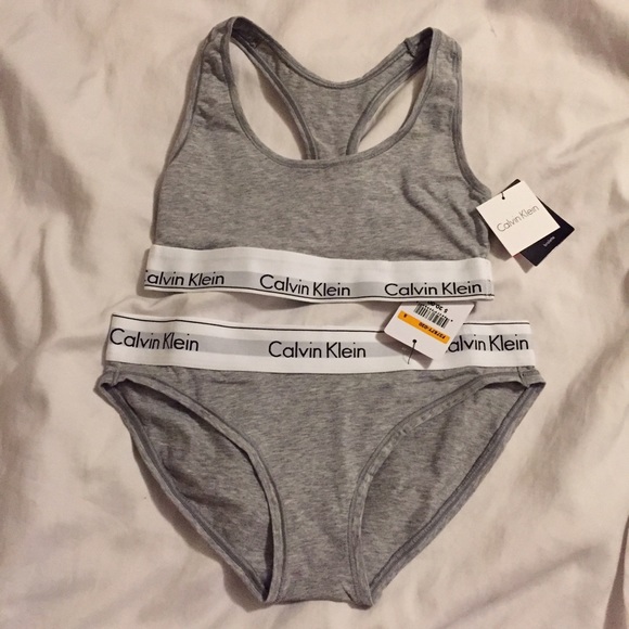 Grey Calvin Klein Bralette and Bikini Set