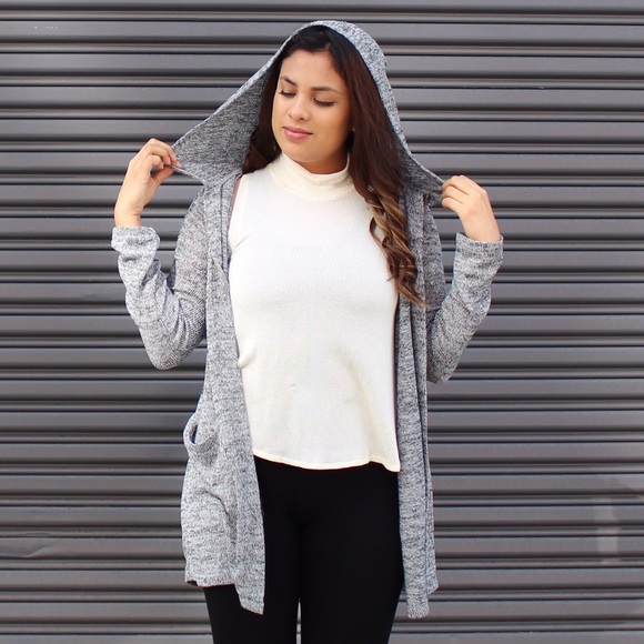 Grey cozy hooded sweater