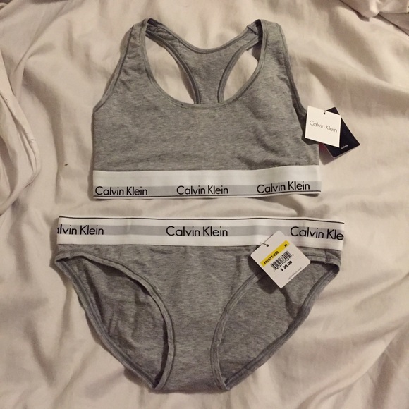 Grey Calvin Klein Bralette and Bikini Set