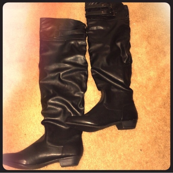 Atomic Blonde Style Black Over the Knee Boots
