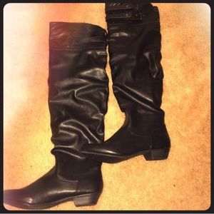 Atomic Blonde Style Black Over the Knee Boots