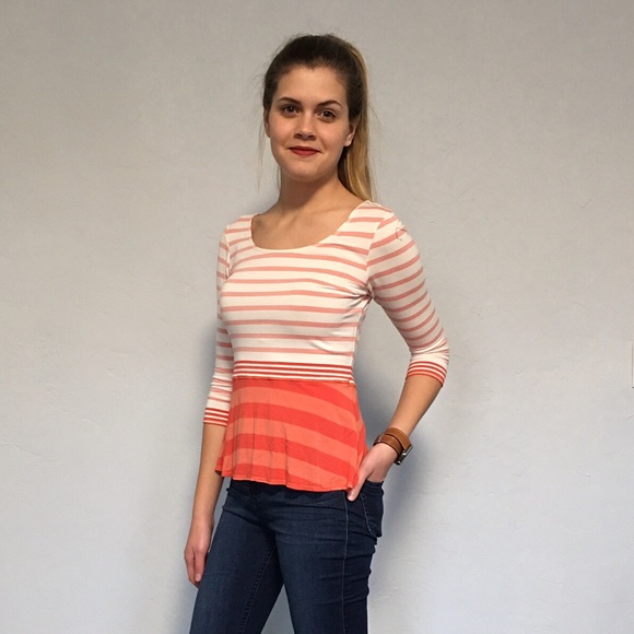 Pink striped peplum top