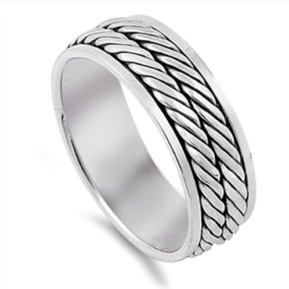 Sterling Silver Rope Design Spinner Ring