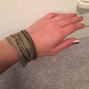 Tri metal stacked chain bracelet
