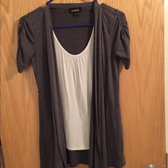 Short sleeve cardigan with built-in tank