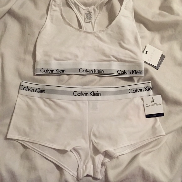White Calvin Klein Bralette and Boyshort Set